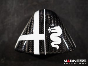 Alfa Romeo 4C Carbon Fiber Upper Safety Belt Ring Cover - White Alfa Flag Theme